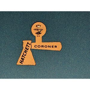 Vintage Hatchett  M.D Coroner Office 1960's LITHO TIN TAB SIMILAR TO BUTTON Pin